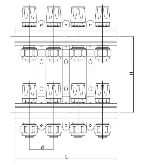 Pex House Heated Radiant Brass Manifold with Manual Handwheel