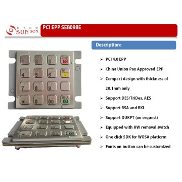 Enkripsi Pinpad PCI Disetujui EPP Untuk Mesin Penjual Kios ATM