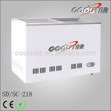 Two sliding glass doors freezing showcase