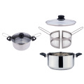 Stainless steel stove top fryer pot with baskets