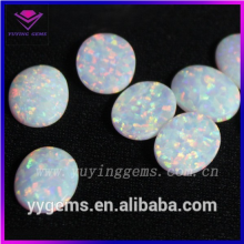 Oval Two Flat Back Fire Opal White Color Lab Created Opal Wholesale