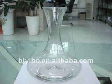 Art Glass Clear w/ White Handle Wine Port Sherry Decanter Carafe