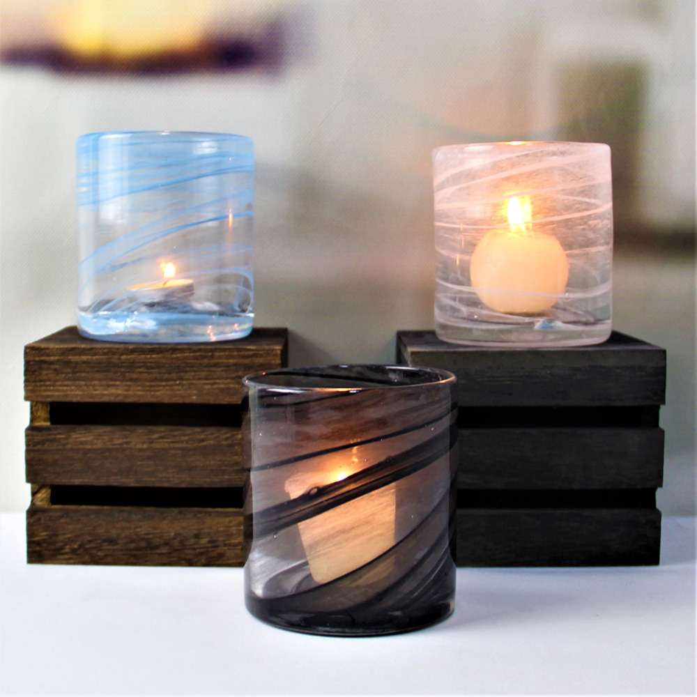 Cylinder Tea Light Colored Holder