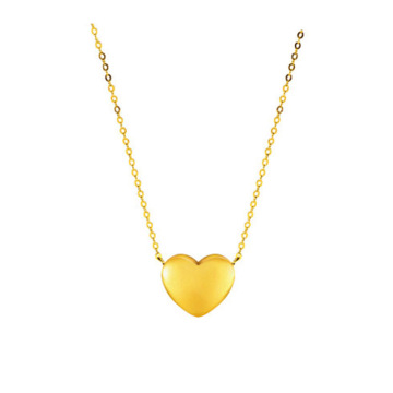 24k Pure Gold Heart Pendant Necklace Women's Jewelry