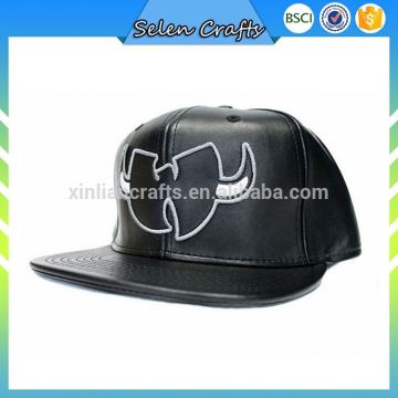 Plain Black Leather Snapback Caps Cheap Snapback Cap Promotion Hat