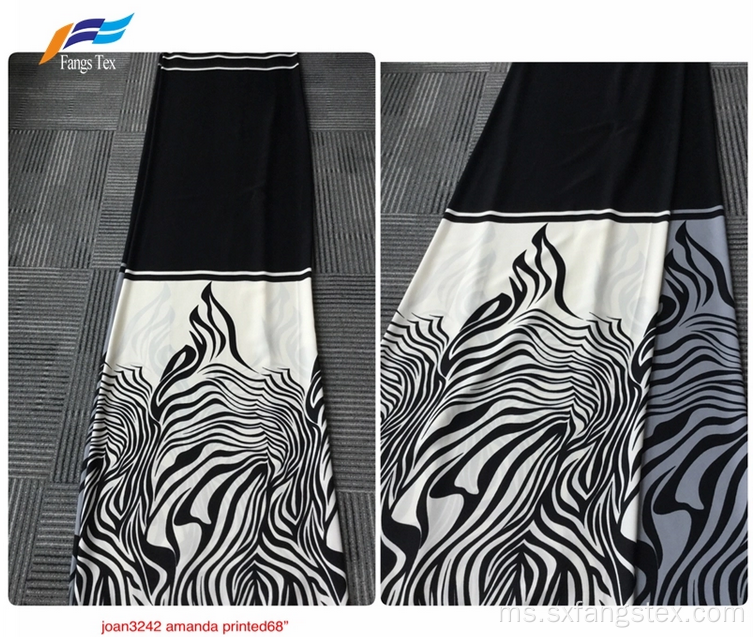 Kain Abaya Hitam Stretch Printed Polyester 100% Rajutan