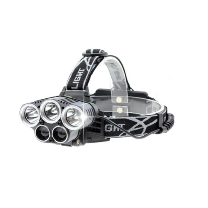 Outdoor Ultra Bright 5LED Headlamp, Waterproof USB Rechargeable Head Lamp Flashlight