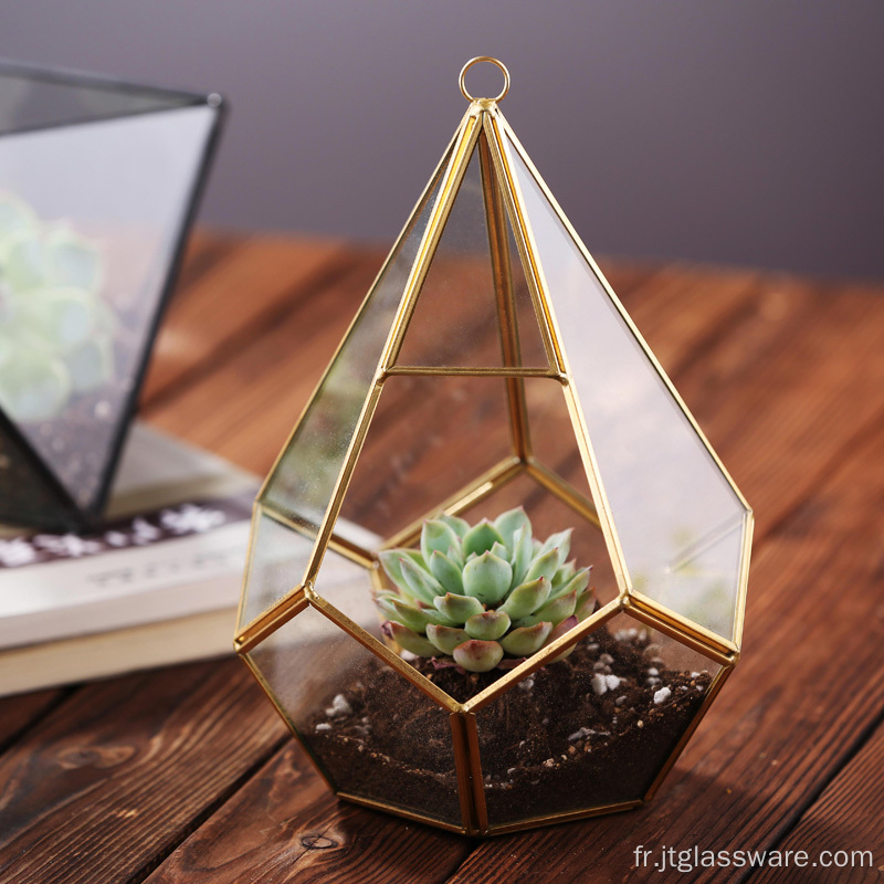 Vente chaude de plantes en verre en forme de diamant Terrarium géométrique