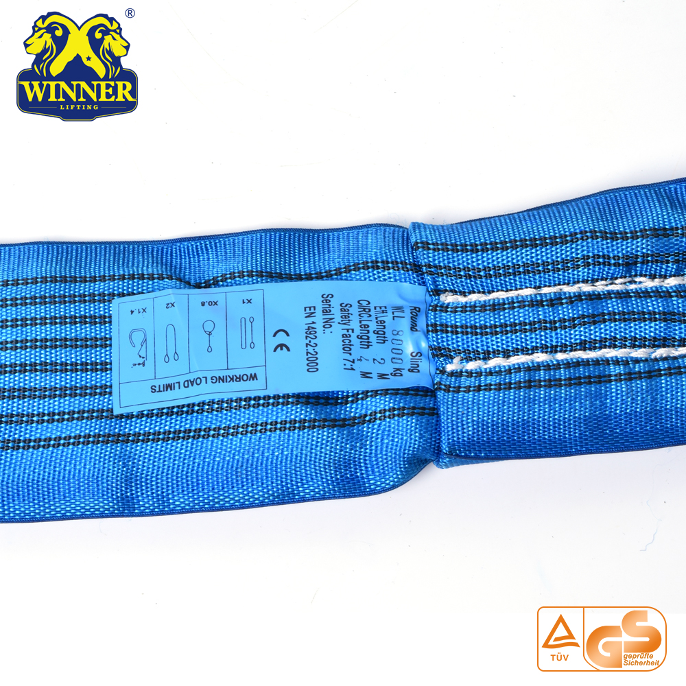 8T Heavy Duty  Polyester Round Sling Lifting Belt Sling