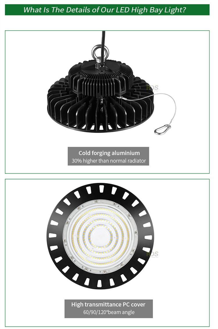 277V 347V 480V ETL DLC 100W 150W 200W Luminaire 5000K Waterproof LED UFO Hanging HighBay Light