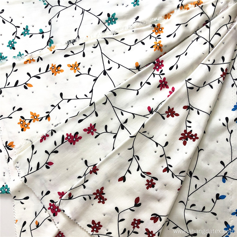 40S Rayon Satin Screen Printed With Fine Branches