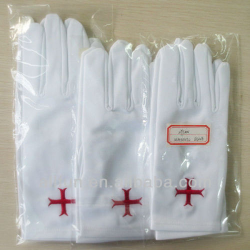 Nylon Tricot Masonic Dress Embroidered Gloves