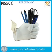Gift ceramic hand shaped special White Pen Holder