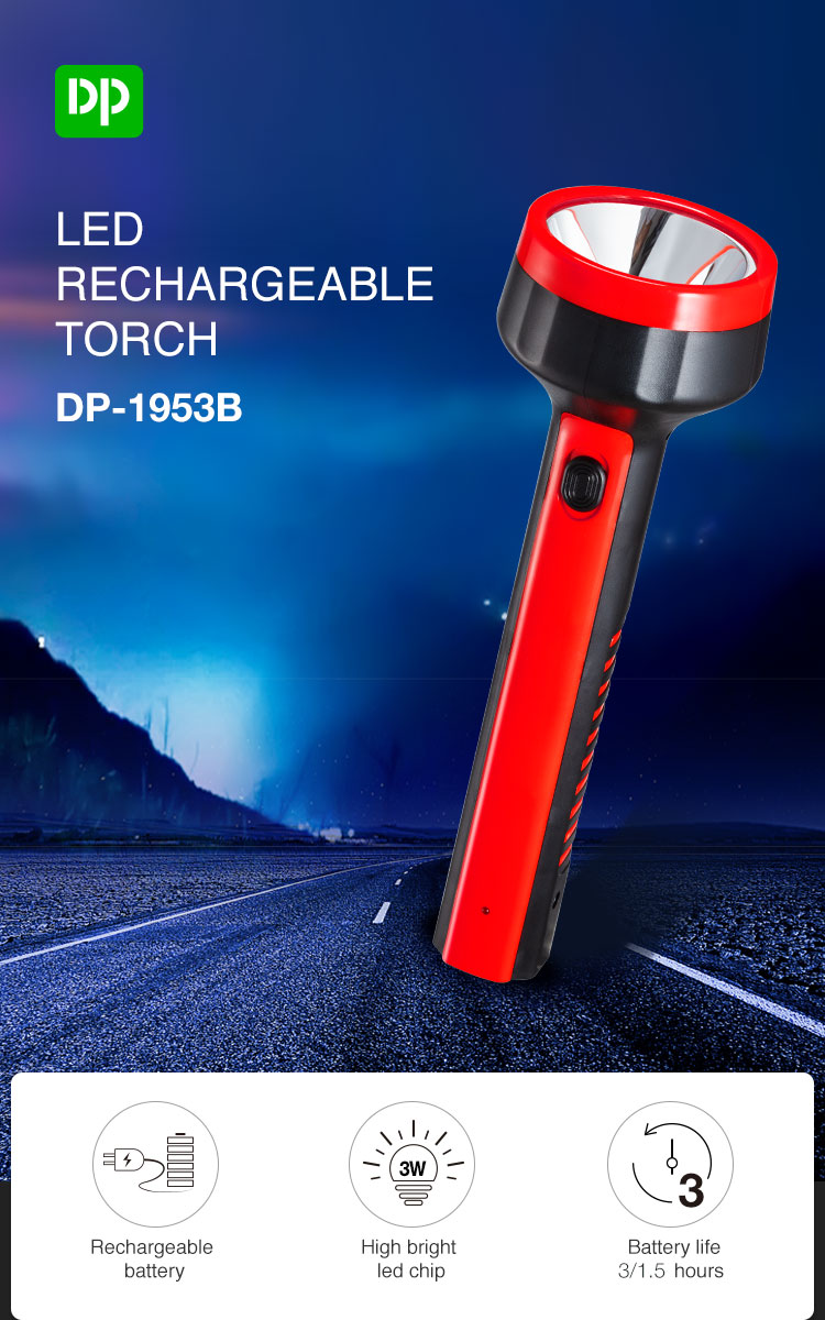 01-1953B-DP 3W Rechargeable Portable LED Torch Flashlight 01-1953B-DP 3W Rechargeable Portable LED Torch Flashlight