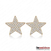 Full Rhinestoen Five-Point Star Meninas Stud Earrings Moda (ER0020-C)