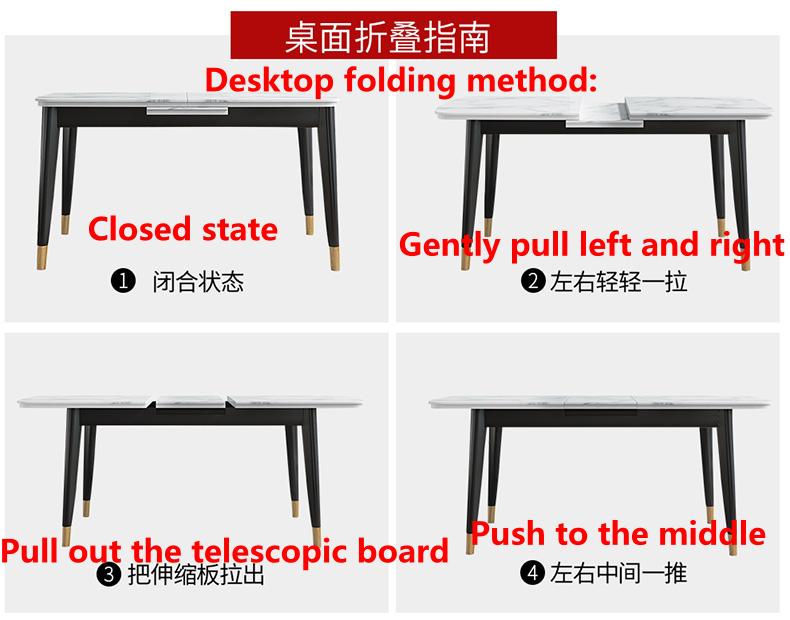 modern dining table Nordic dining table retractable rock slab rectangular dining table