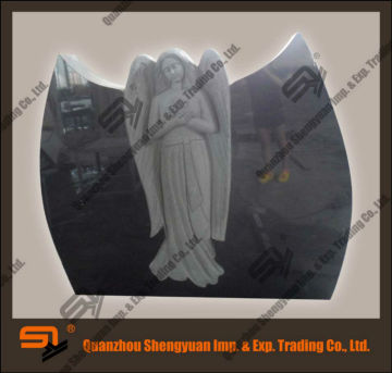 upright granite angel headstone design