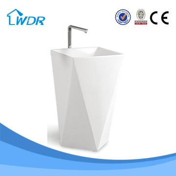 Ceramic design rectangular one-piece pedestal basin