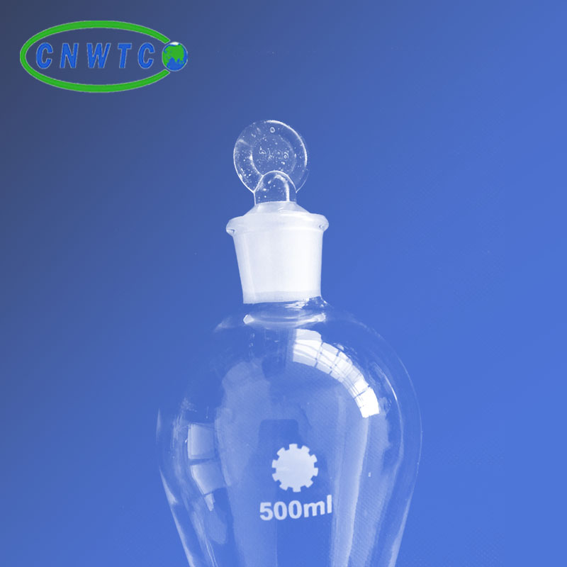 Pear Shape Conical Glass Separatory Funnel With Stopcock
