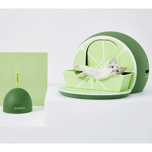 Green Lemon Covered Cat Litter Box with Lid