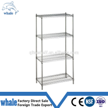 4 tier NSF Certificated ISO Approved wire chrome shelving unit with corner units