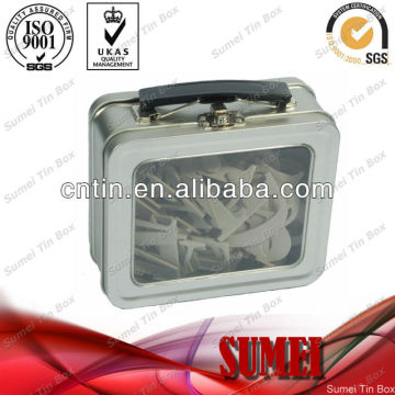 Square tin packing box with handle