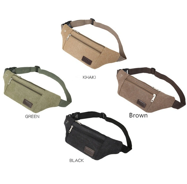 Customized Bum Bag Canvas Pockets Men's Outdoor Sports and Leisure Messenger Bag