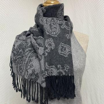 Mercerized Wool Jacquard Fashion Shawl