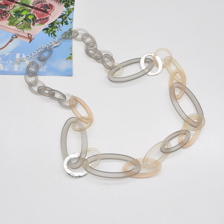 2021 trendy fashion wholesale grey transparent resin acrylic jewelry necklace