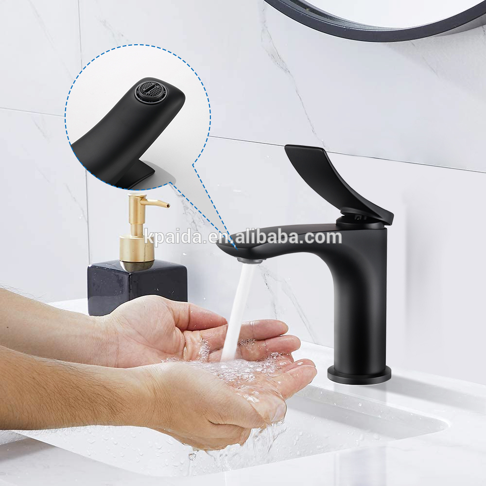Fashion Modern Design Traditional Wash Hand Basin Mixer Cold Tap Waterfall Zine Matte Black Basin Faucet For Bathroom
