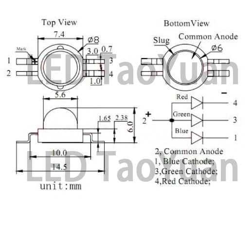 Four Pin 3W RGB High Power LED Lighting