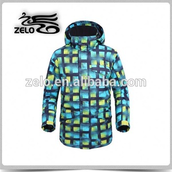 Men's green printed woven ski jacket