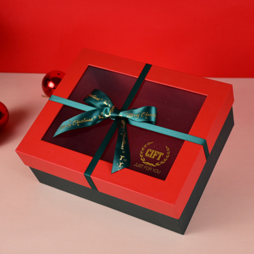 Custom Red Window Cardboard Box with Ribbon