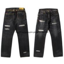 Premium Stiff  Men Jeans with Hole Washing Effect