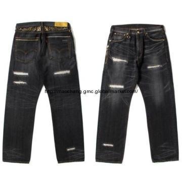 Premium Stiff  Men Jeans with Hole Washing Effect