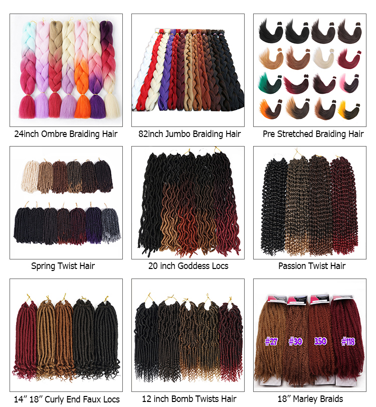 cheap Passion Spring Twists Hair Synthetic Crotchet Hair Extensions Pre looped Fluffy Twists Braiding Hair Crochet Braids Fiber