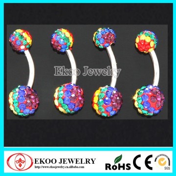 Rainbow Gay Pride Ferido Gem Belly Rings