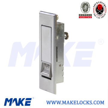 Sliding cabinet door push lock