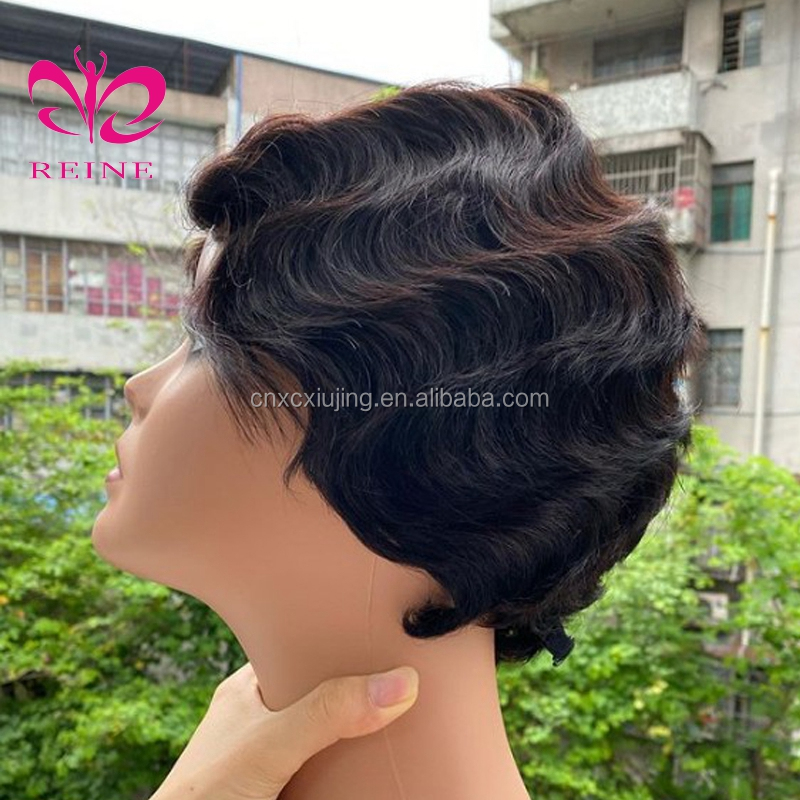 Human Hair Pixie Cut Machine Made Wigs With Baby Hair Brazilian short Hair Wigs