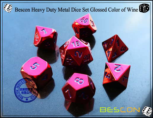 Bescon Heavy Duty Metal Dice Set Glossed Color of Wine-3 Bescon Heavy Duty Metal Dice Set Glossed Color of Wine-3