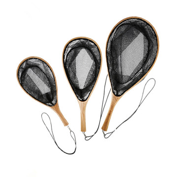 Solid Wood Fly Fishing Lure Net Hanging Glue Net Bag for Stream Fishing