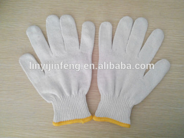 bleached white cotton knit working safety labor protective hand gloves