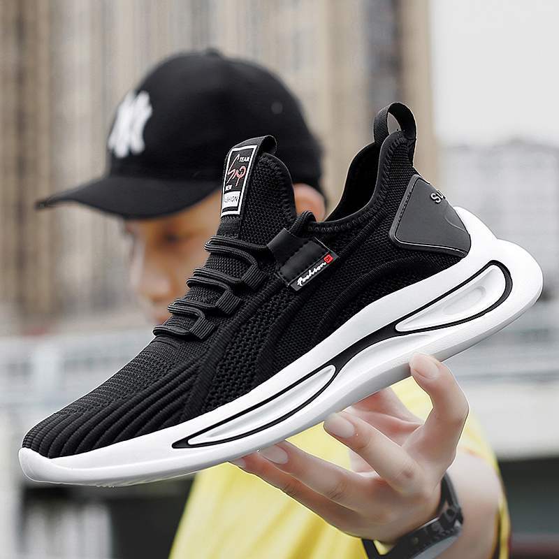 2021 Spring Men Shoes Korean Fashion Woven Breathable Sports Shoes Wholesale Low Top Lace Casual Shoes