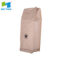 Estampa quente de papel kraft branco forrado bolsa stand up