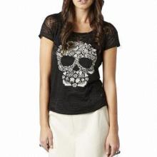 Women's Knitted Biker Skull Burnout Shirt