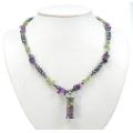 Hematite Bottle Pendant Neckace with Amethyst chip