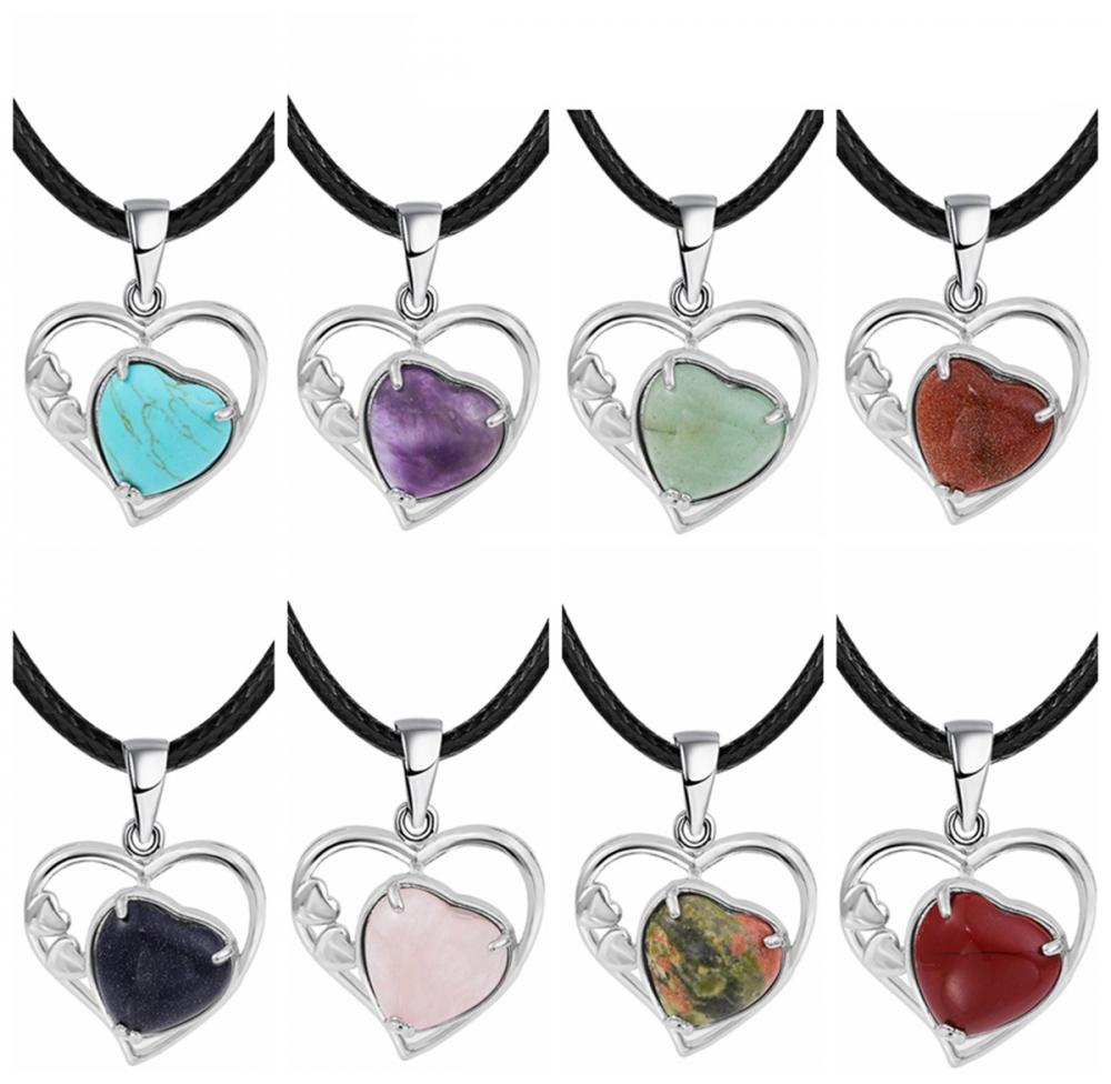 Crystal Love Heart Birthstone Pendse Pendse Gemstone Collares para mujeres