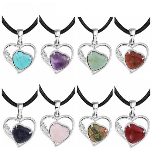 Sodalite Love Heart Birthstone Pendant Gemstone Necklaces for Women