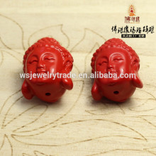 Native cinnabar Figure of Buddha Buddha head Guru Beads factory wholesale