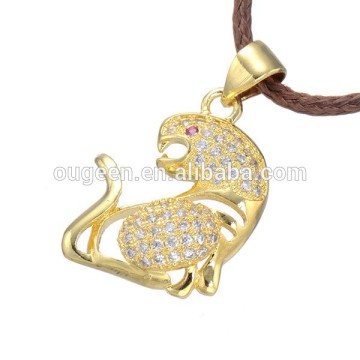 2016 winter pendant jewelry micro pave zircon leather necklace